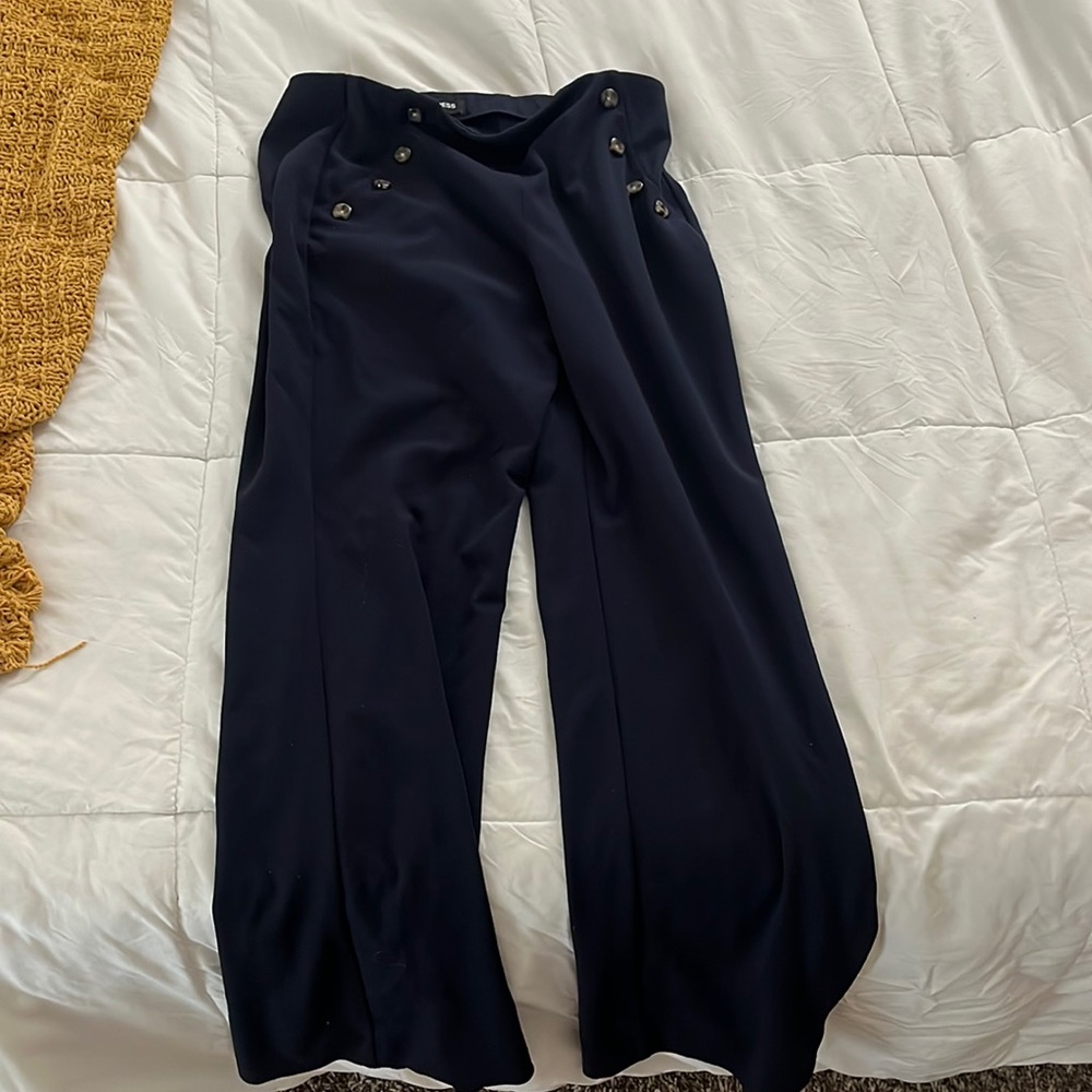 Express Navy wide leg high rise dress pants